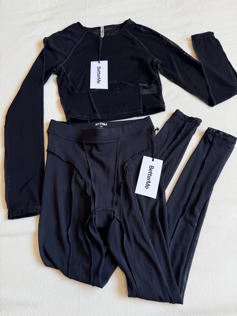New BetterMe Semi-Sheer High-Rise Leggings and Contoured Sheer Long Sleeve Crop - Picture 8 of 11